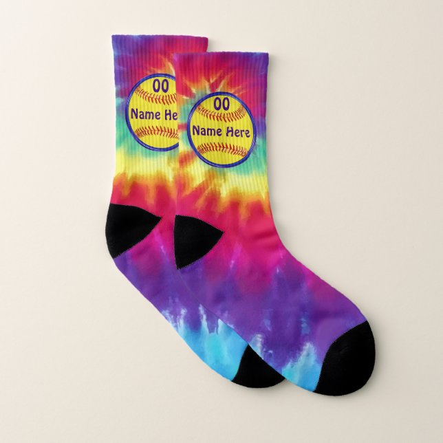 Personalized Tie Dye Softball Socks with Your Text (Pair)