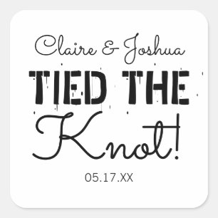 Personalized Tied the Knot Wedding Couple Square Sticker