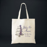 Personalized Tiered Wedding Cake w/ Flowers Tote Bag<br><div class="desc">Canvas tote bag features an original marker illustration of a tiered wedding cake. Personalize with your names and the date and location of your wedding. Makes a great favour!</div>