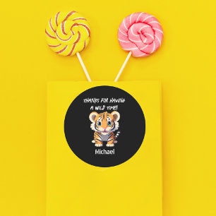Personalized Tiger Cub Birthday Party Classic Round Sticker