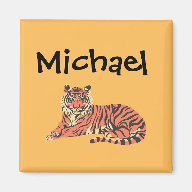 Personalized Tiger Magnet With Custom Name (Front)