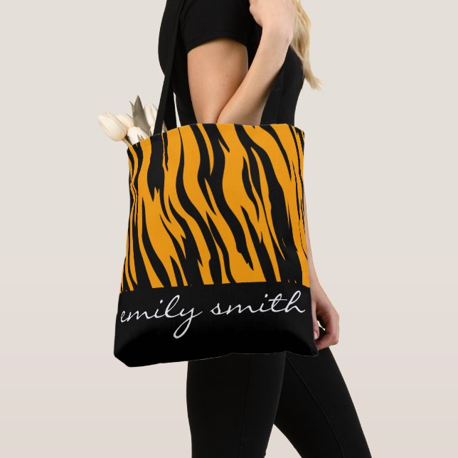 Personalized Tiger Pattern Tote Bag (Close Up)