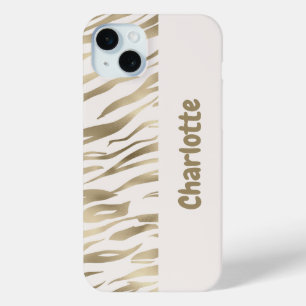 Personalized Tiger print Gold iPhone Case