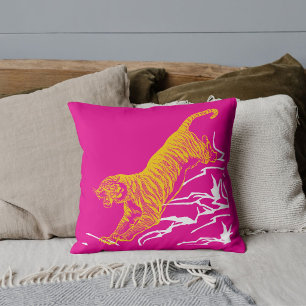 Personalized Tiger Print Safari Wildlife Cat Throw Pillow