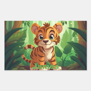 Personalized Tiger Stickers. Woodland Baby Tiger. Sticker