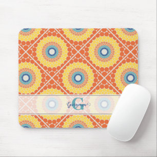 Personalized Tiled Aegean Summer Radiant Mandala Mouse Pad