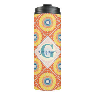 Personalized Tiled Aegean Summer Radiant Mandala Thermal Tumbler