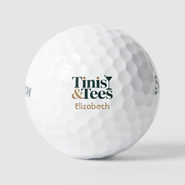 Personalized Tinis & Tees Golf Bachelorette Party Balls (Front)