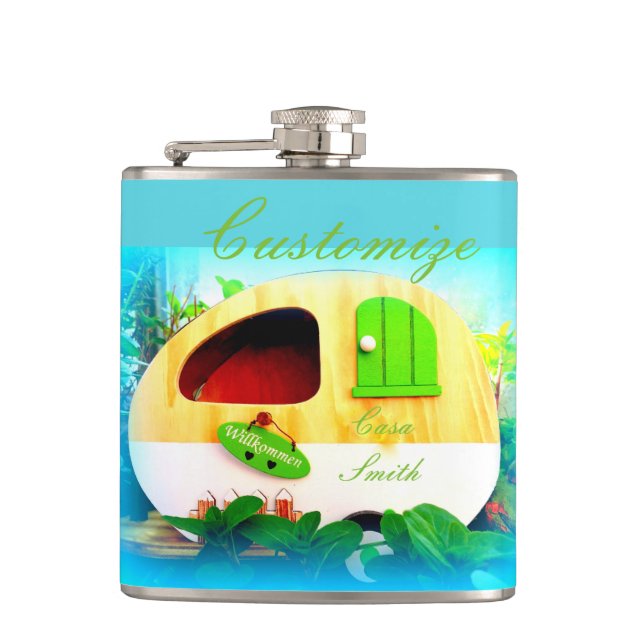 personalized tiny casa Thunder_Cove Hip Flask (Front)