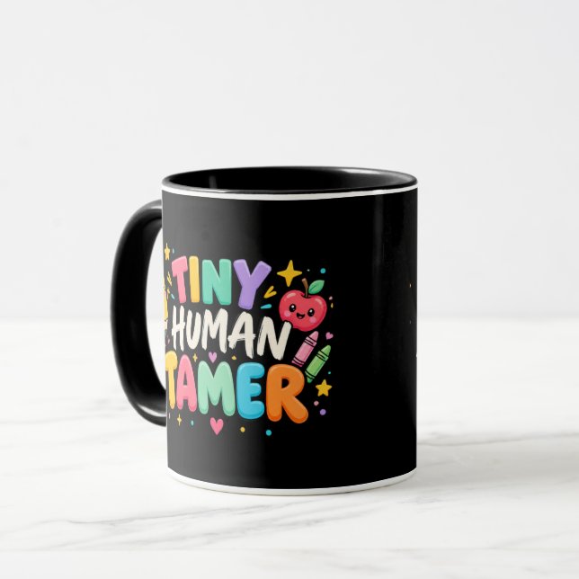 Personalized Tiny Human Tamer Teacher Mug (Front Left)