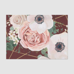 Personalized Tissue Paper Geometric Garden Wine