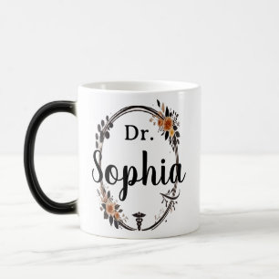 personalized Title & Name Floral Gift for friends Magic Mug