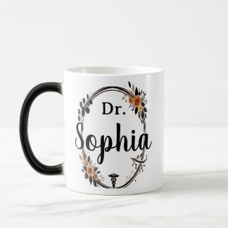 personalized Title & Name Floral Gift for friends Magic Mug