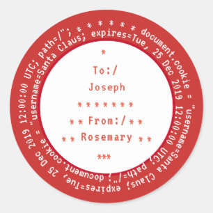 Personalized To and From Browser Cookies for Santa Classic Round Sticker