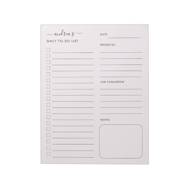 Personalized To-Do List Daily Notes Planner Pink (Rotated)