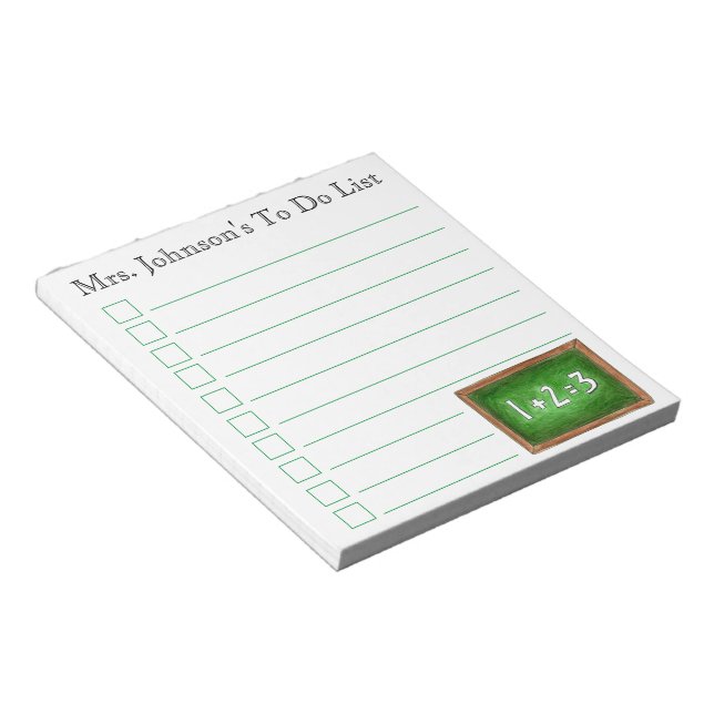 Personalized To Do List Green Chalkboard Slate Notepad (Angled)
