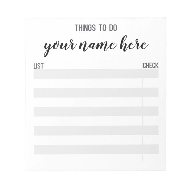 Personalized To Do List Notepad (Front)