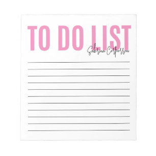 Personalized To Do List   Pink Notepad