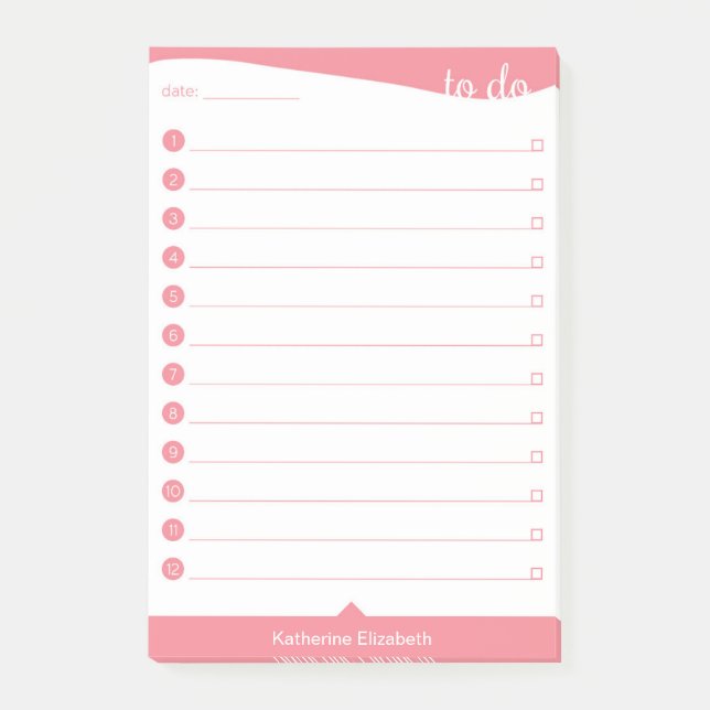 Personalized To Do List - Pink Post-it Notes (Front)