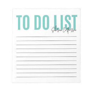 Personalized To Do List   Teal  Notepad