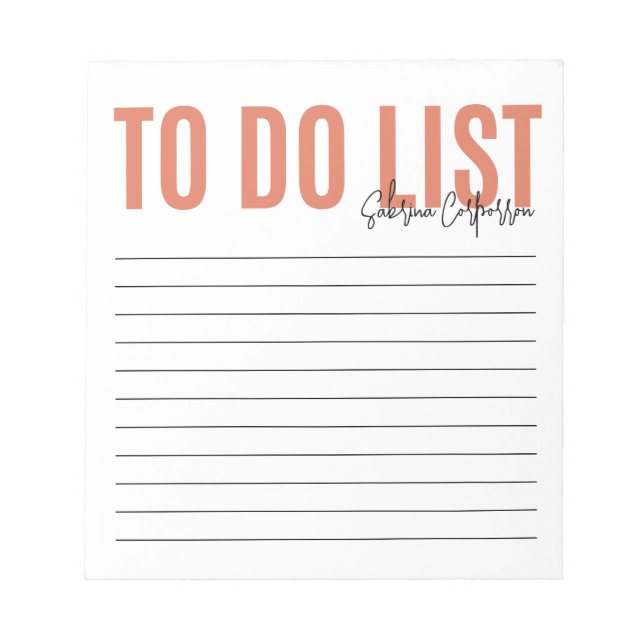 Personalized To Do List | Terra Cotta Notepad (Front)