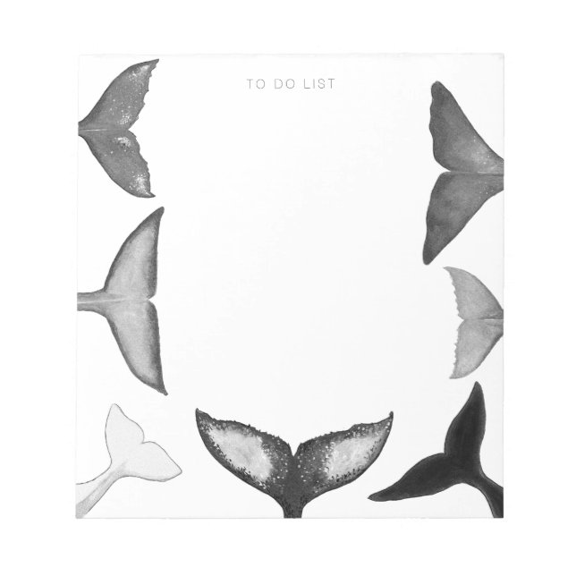 Personalized To Do List Whale Fluke Illustrated Notepad (Front)