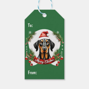 Personalized To, From Doberman Dog Merry Christmas Gift Tags