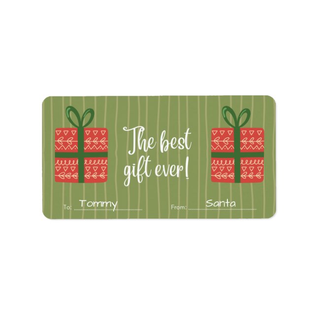Personalized To / From Name Tag Christmas Stickers (Front)