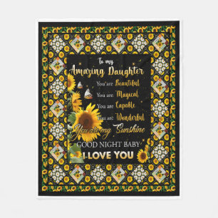 Personalized To My Amazing Daughter Sunflower Fleece Blanket