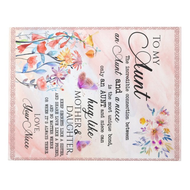 Personalized To My Aunt From Niece Notepad (Front)