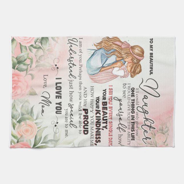 Personalized To My Beautiful Daughter Blanket Kitchen Towel (Horizontal)