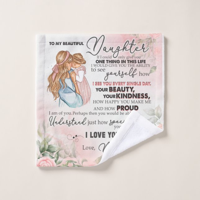 Personalized To My Beautiful Daughter Blanket Wash Cloth (Wash Cloth)