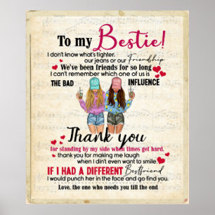 Personalized To My Bestie Blanket Poster