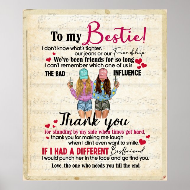 Personalized To My Bestie Blanket Poster (Front)