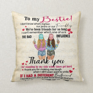 Personalized To My Bestie Blanket Throw Pillow
