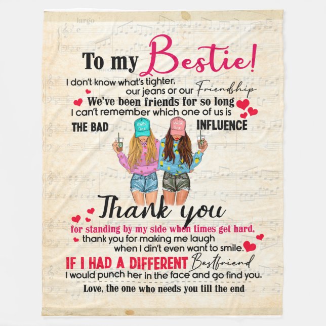 Personalized To My Bestie, Friends Gift For BFF Fleece Blanket (Front)