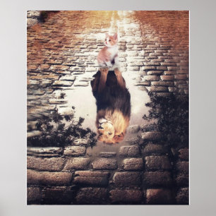 Personalized To My Cute Cat And Lion Blanket Poster