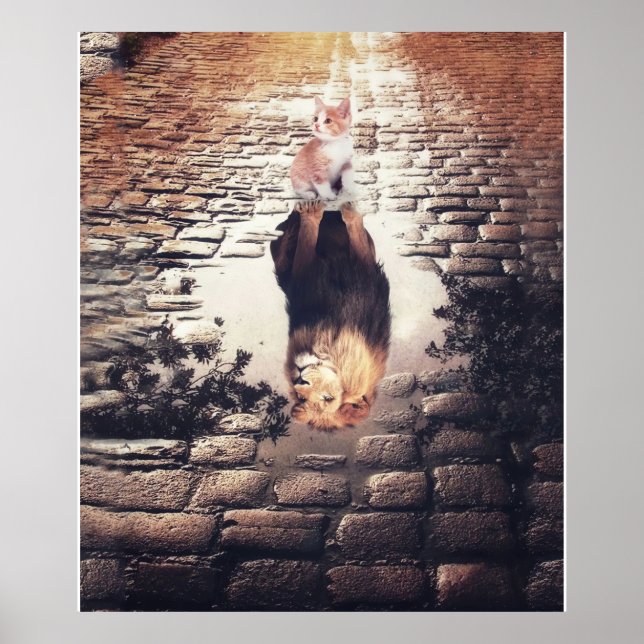 Personalized To My Cute Cat And Lion Blanket Poster (Front)