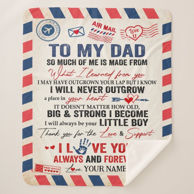 Personalized To My Dad Blanket From Son Air Mail  (Front)