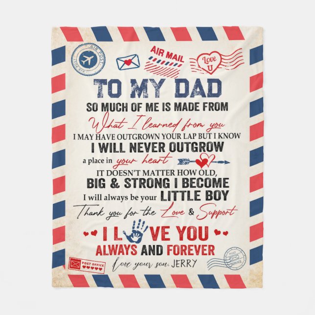 Personalized To My Dad Blanket From Son Air Mail  (Front)