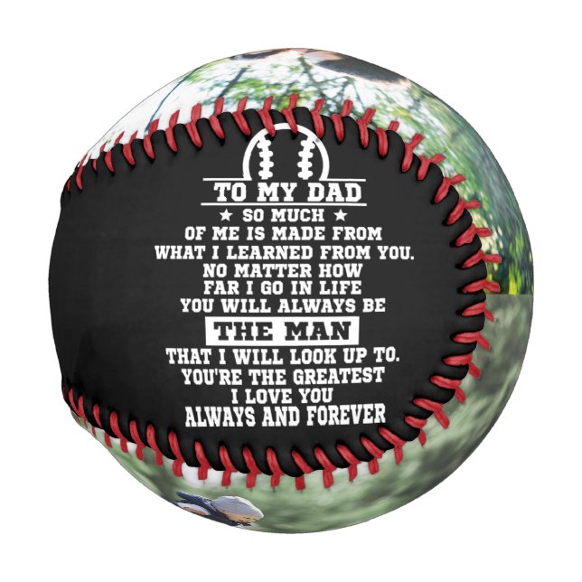  Personalized To My Dad Custom 2 Photo Collage Baseball (Back Left)