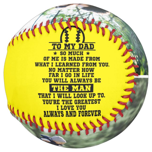 Personalized To My Dad Custom 2 Photo Collage Softball (Back Left)