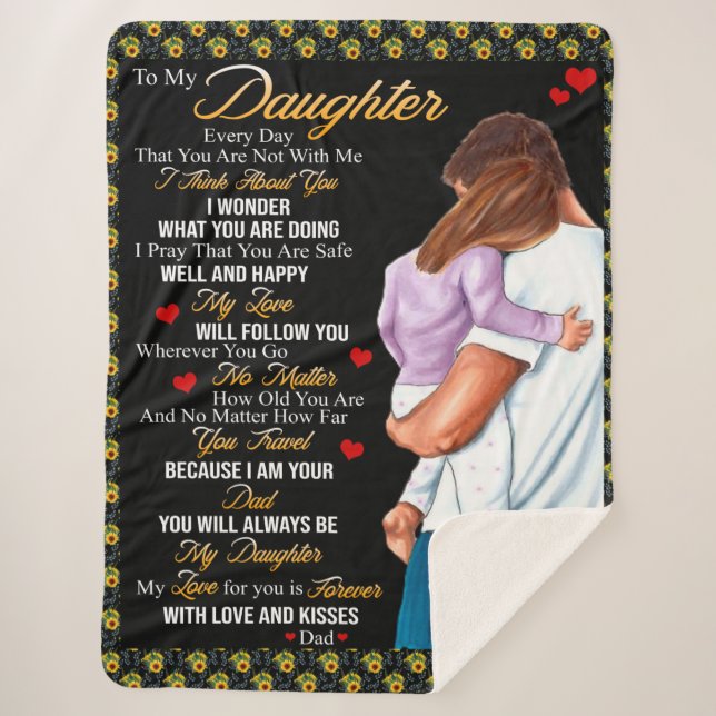 Personalized To My Daughter Blanket, Sherpa Blanket (Front)