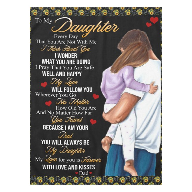 Personalized To My Daughter Blanket Tablecloth (Front)