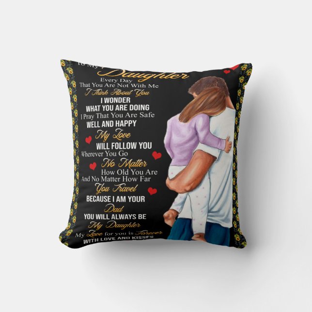 Personalized To My Daughter Blanket, Throw Pillow (Front)