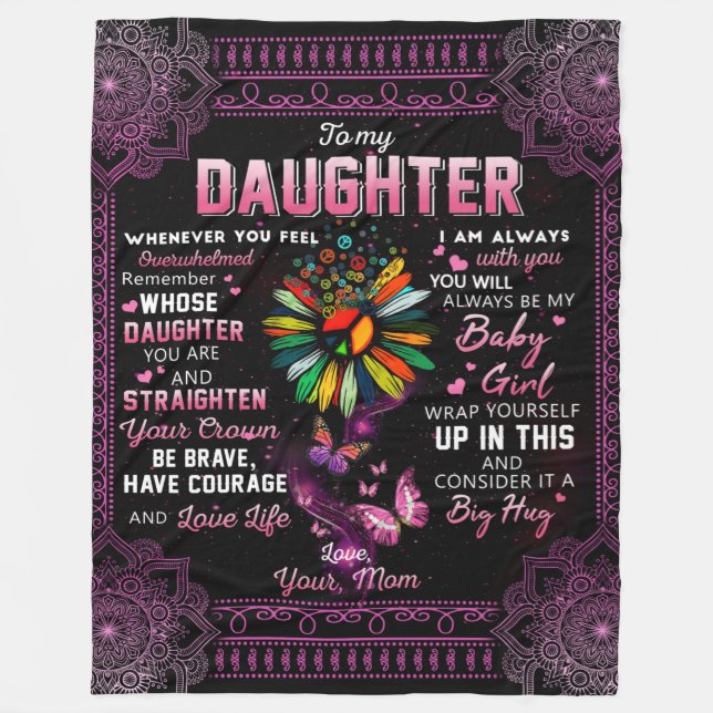 Personalized To My Daughter Butterfly Blanket, Fleece Blanket (Front)
