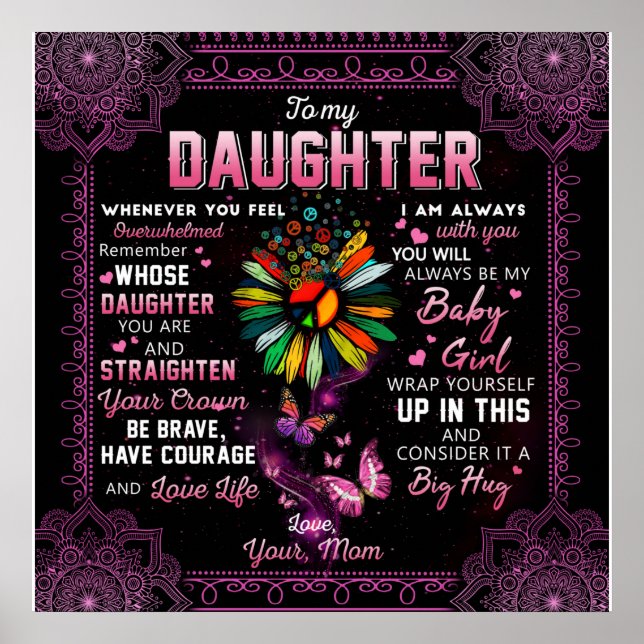 Personalized To My Daughter Butterfly Blanket, Poster (Front)