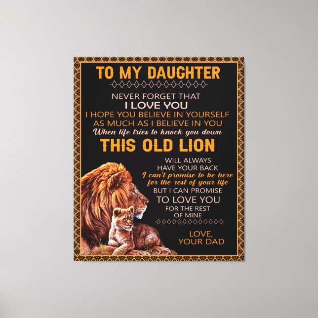 Personalized To My Daughter Lion Canvas Print (Front)