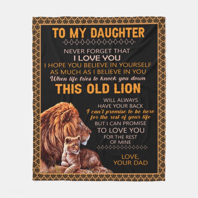 Personalized To My Daughter Lion Fleece Blanket (Front)