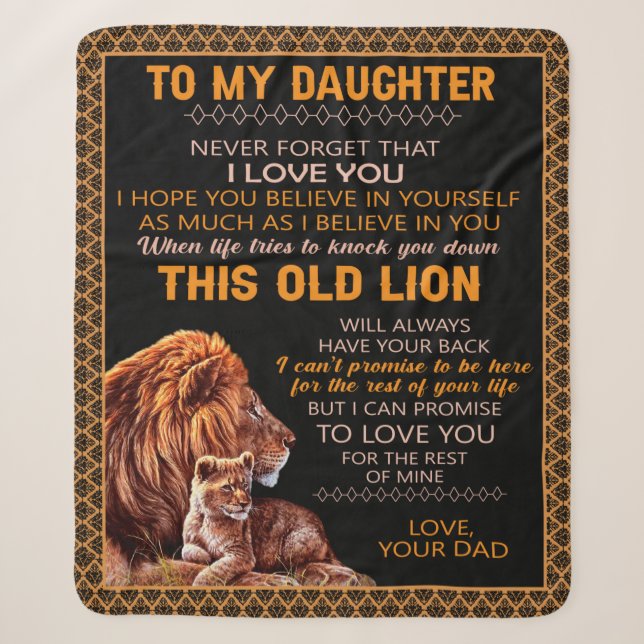 Personalized To My Daughter Lion Sherpa Blanket (Front)